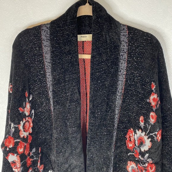 Fuzzi XXL Black Knit Open Front Cardigan Sweater - Picture 2 of 15